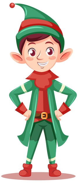 Bezpłatny wektor urocza postać z kreskówki elf boże narodzenie