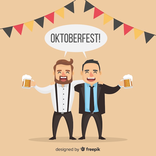 Bezpłatny wektor urocze postacie świętujące oktoberfest