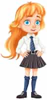 Bezpłatny wektor uśmiechnięta nastolatka z pięknymi pomarańczowymi długimi włosami
