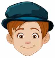 Bezpłatny wektor uśmiechnięty kaukaski chłopiec kreskówka na sobie kapelusz