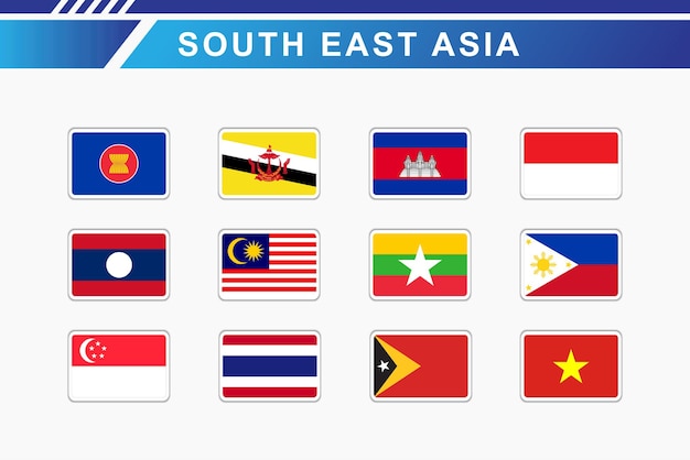 Ustaw szablon flagi krajów azji południowo-wschodniej
