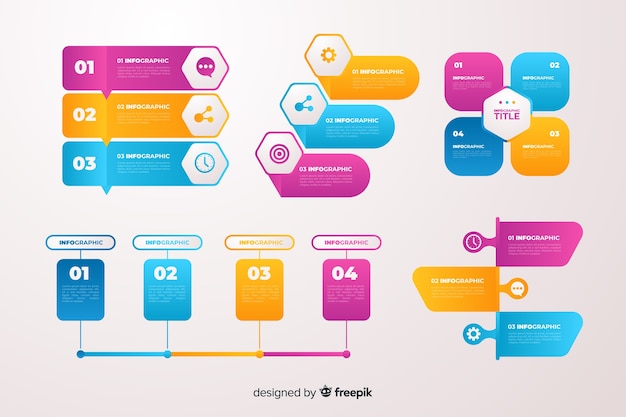 Ustawiający Gradientowi Biznesowi Infographics Elementy