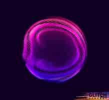 Bezpłatny wektor uszkodzona sfera fioletowego punktu. abstrakcyjna kolorowa siatka na czarno