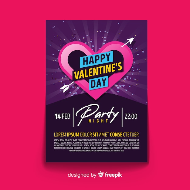 Bezpłatny wektor valentine party zaproszenie plakat