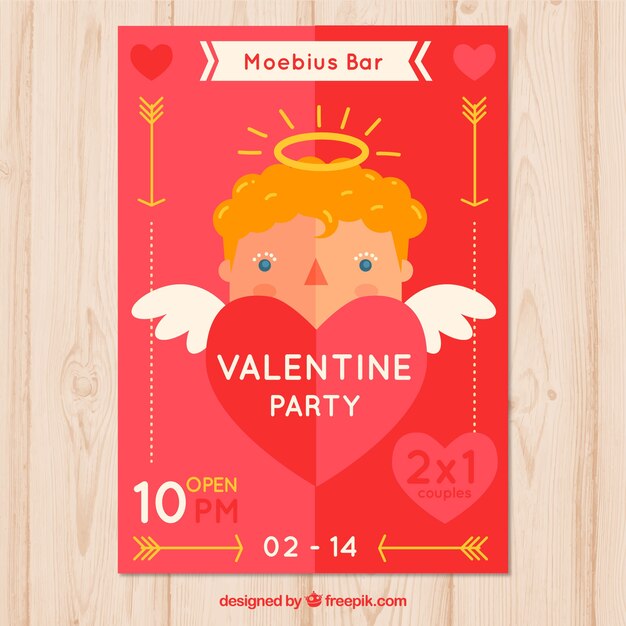 Valentine Plakat Szablon Z Anglel