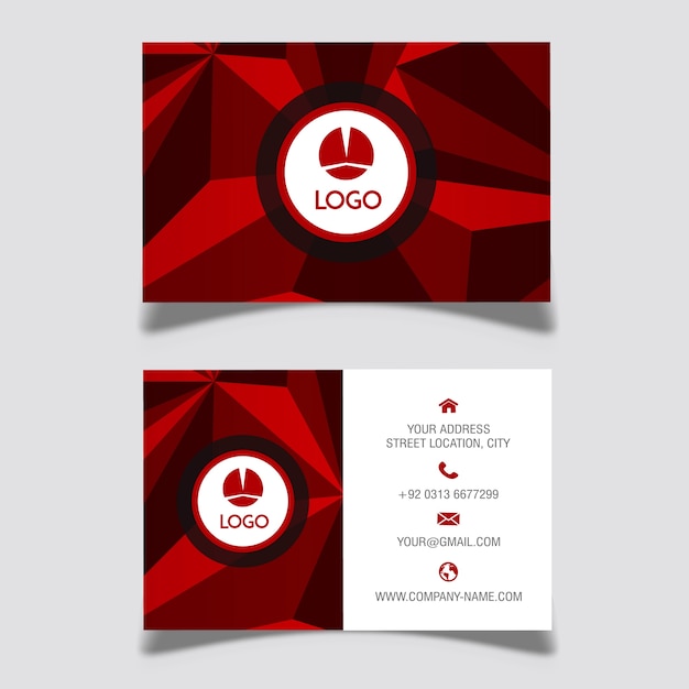 Vector Red Lowpoly Business Card Designs