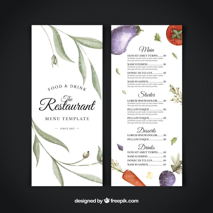 Bezpłatny plik Wektor vegatarian menu restauracji