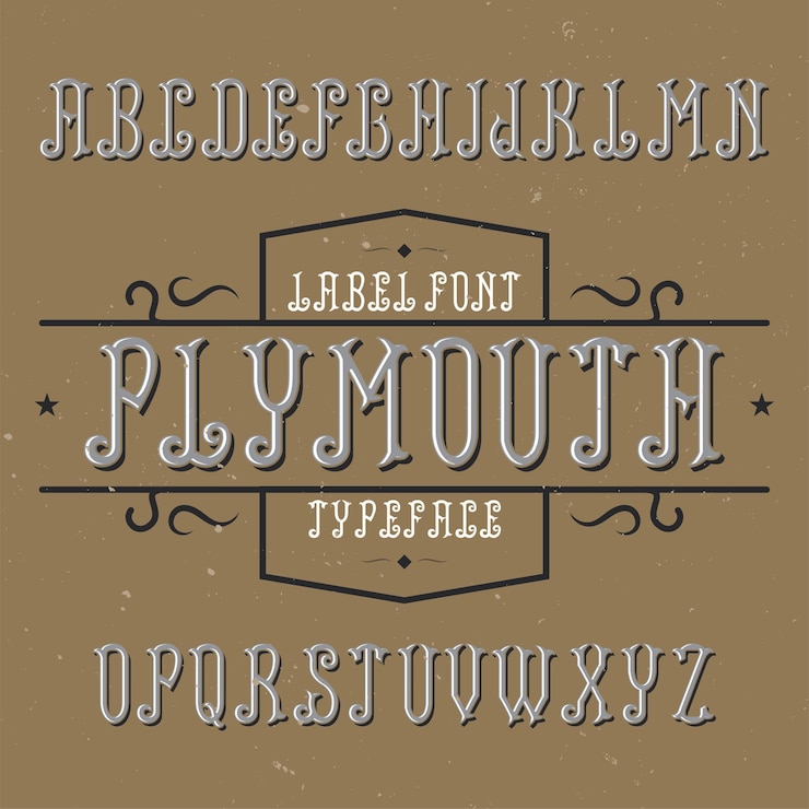 Bezpłatny plik Wektor vintage alfabet i krój pisma o nazwie plymouth.
