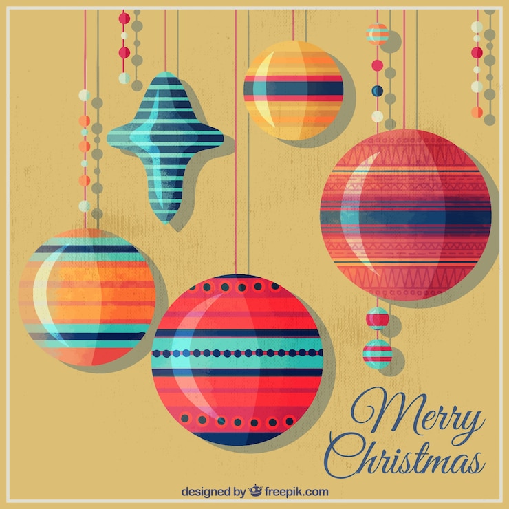 Bezpłatny plik Wektor vintage christmas kulki tła