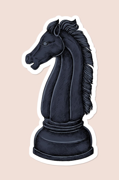 Bezpłatny wektor vintage czarna naklejka szachowa