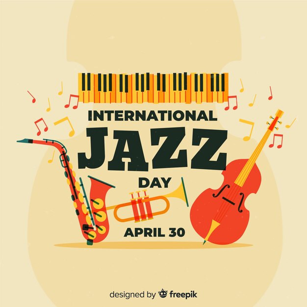 Vintage dzień jazzowy międzynarodowego tła