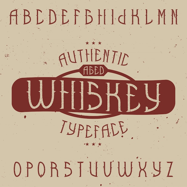 Bezpłatny wektor vintage etykieta o nazwie whiskey. dobra czcionka do użycia w wszelkich starych etykietach lub logo.