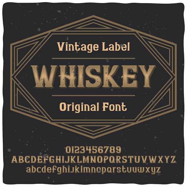 Vintage Etykieta O Nazwie Whiskey. Dobra, Ręcznie Wykonana Czcionka.