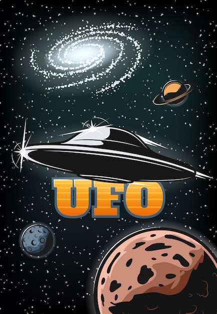 Bezpłatny wektor vintage kolorowy plakat ufo