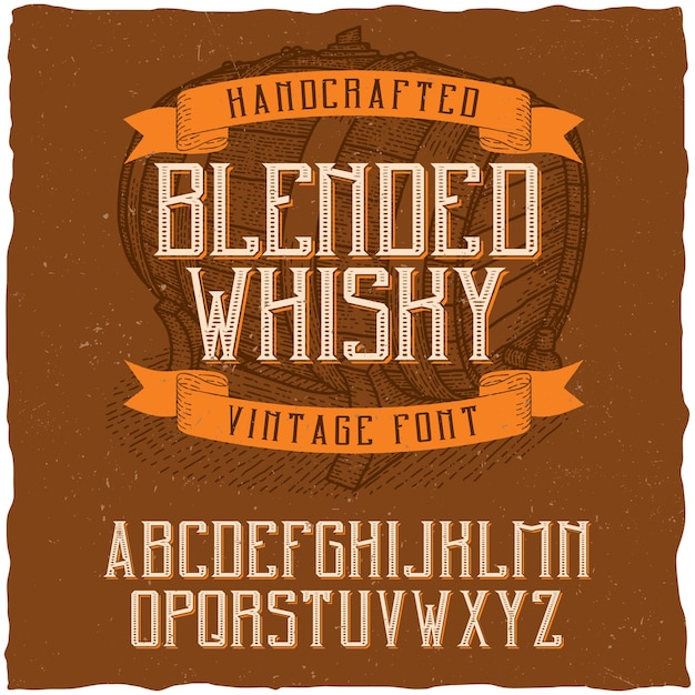 Bezpłatny wektor vintage krój o nazwie blended whiskey