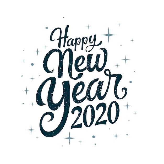 Bezpłatny wektor vintage napis szczęśliwego nowego roku 2020