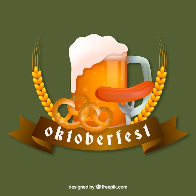 Bezpłatny wektor vintage oktoberfest tle tradycyjnych potraw i napojów