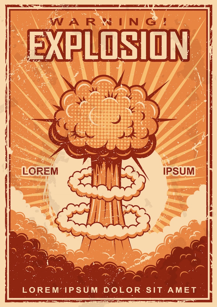 Bezpłatny plik Wektor vintage plakat wybuchu na tle grunge.