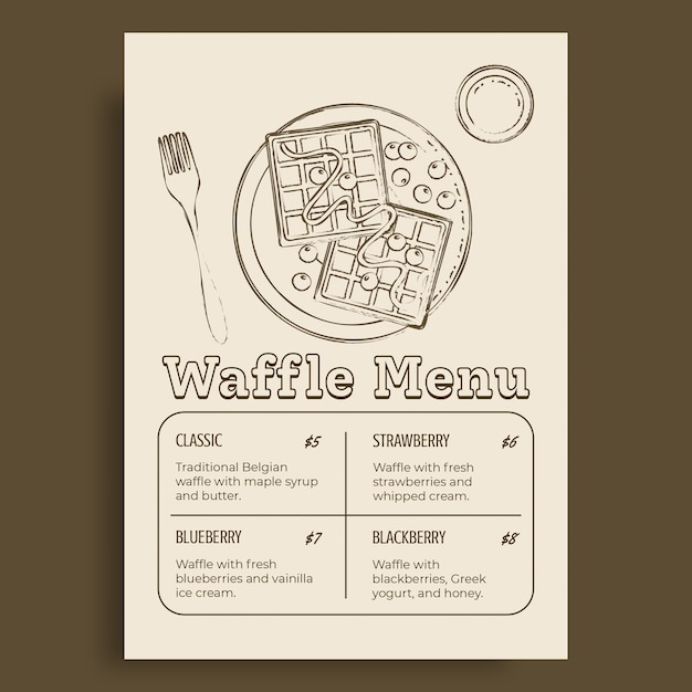Bezpłatny wektor vintage ręcznie rysowane menu waflowe w stylu tablicy