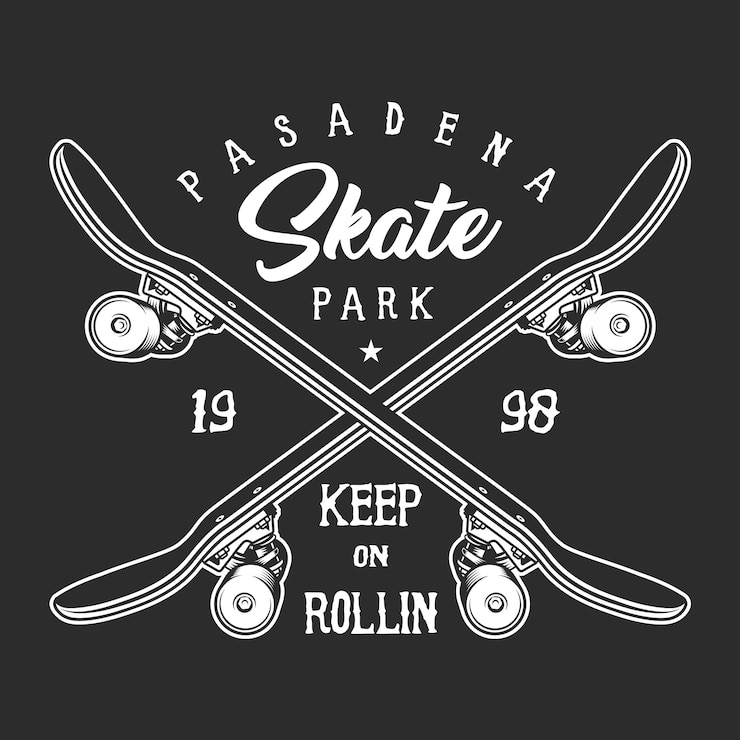 Bezpłatny plik Wektor vintage skateboarding koncepcja monochromatyczne etykiety