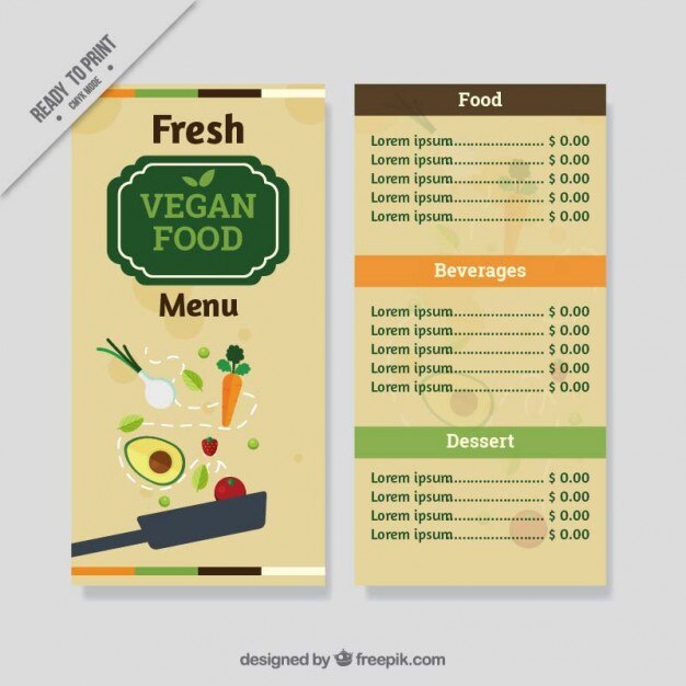 Vintage słodkie wegańskie menu szablon
