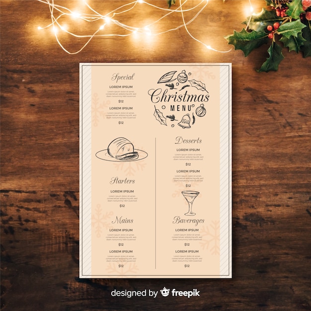 Vintage Szablon Menu świąteczne