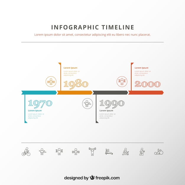 Bezpłatny wektor vintage timeline infografika