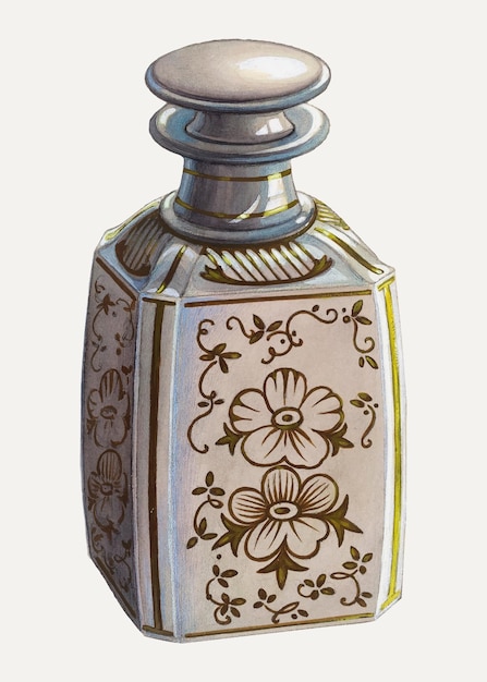 Vintage wektor ilustracja butelki perfum, zremiksowany z dzieła autorstwa Erwina Schwabe