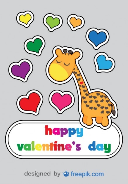 Walentynki Cartoon żyrafa Karty Projektowanie