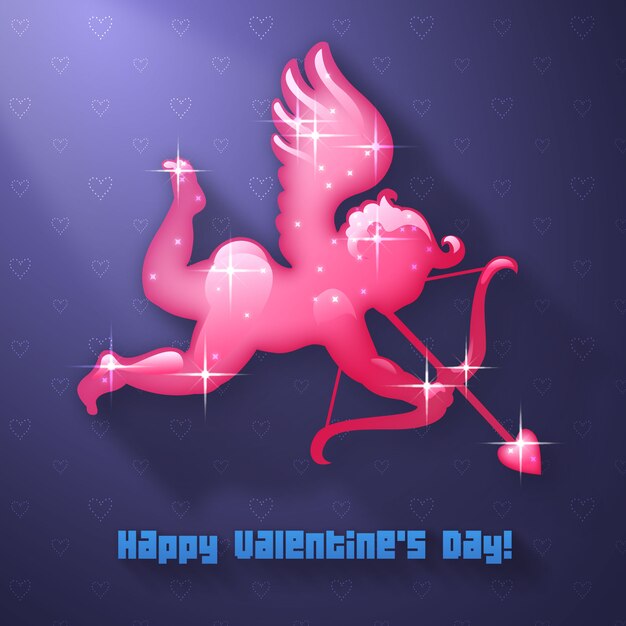 Walentynki Cupid Archer Z Kokardą I Ilustracji Wektorowych Strzałka