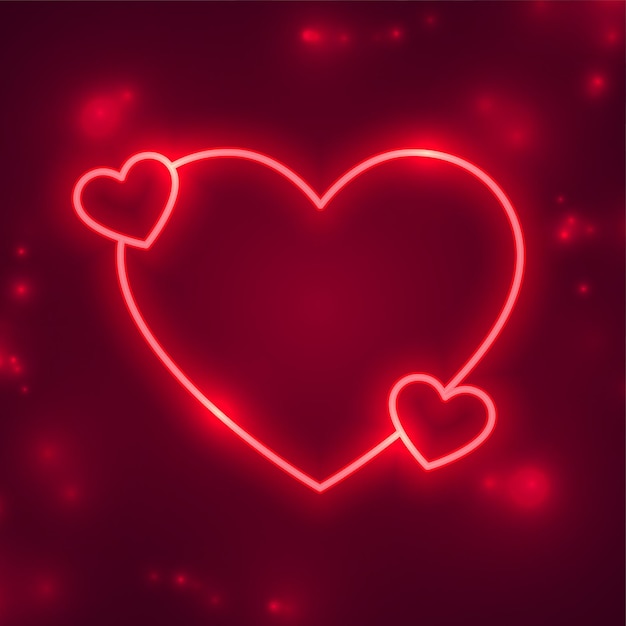 Walentynki czerwony neon pozdrowienie z miejscem na tekst