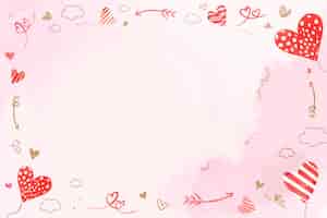 Bezpłatny wektor walentynki serce balon rama wektor różowe tło akwarela