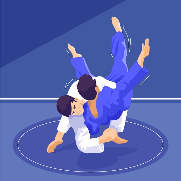 Bezpłatny wektor walka sportowców jiu-jitsu