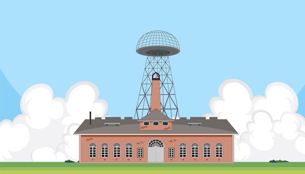 Wardenclyffe Tower Scena Ilustracji Wektorowej