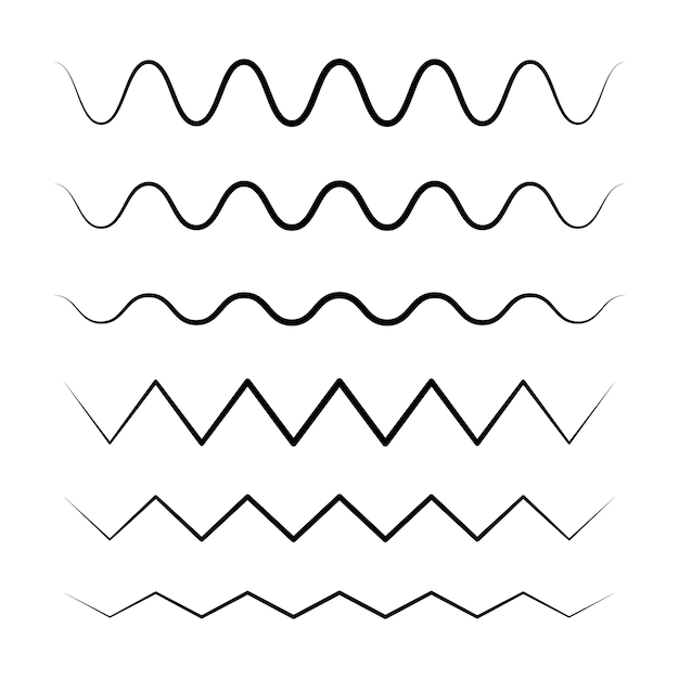 Bezpłatny wektor wavy and zig zag pointy lines set