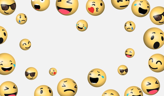 Wektor 3d social network uśmiechający się emoji twarz ikony na białym tle