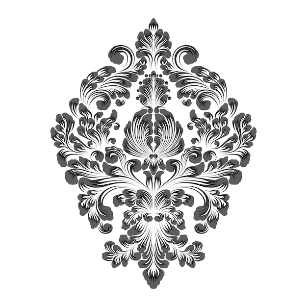 Wektor adamaszku element na białym tle adamaszku centralny illistration Klasyczny luksusowy staromodny adamaszkowy ornament królewski wiktoriański tekstura do tapet tekstylnych