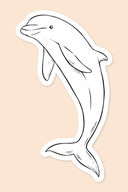 Bezpłatny wektor wektor delfin vintage czarno-biały clipart