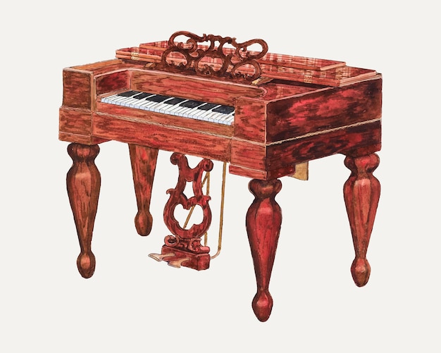 Wektor ilustracji vintage melodeon, zremiksowany z grafiki autorstwa Rexa F. Busha