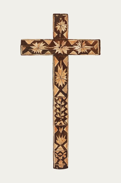 Wektor ilustracji z krzyżem w stylu vintage, zremiksowany z dzieła autorstwa Margery Parish