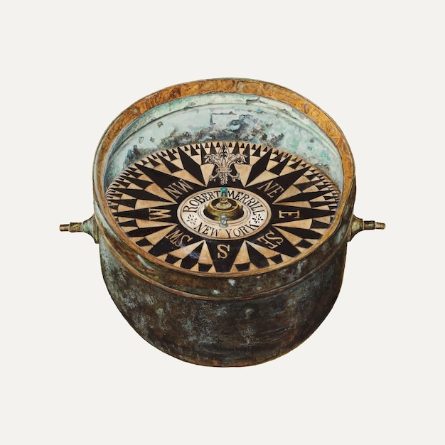 Bezpłatny wektor wektor ilustracyjny kompasu w stylu vintage, zremiksowany z grafiki autorstwa magnusa s. fossum
