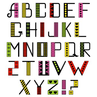 Wektor kolor zarys alfabetu. angielski alfabet