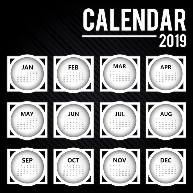 Bezpłatny wektor wektor kolorowy kalendarz 2019 projektu
