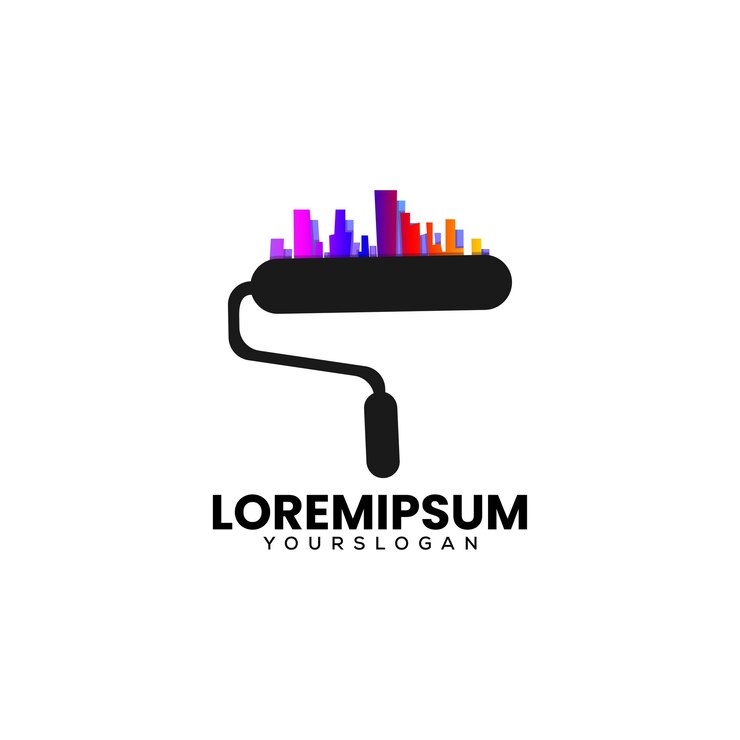 Wektor logo ilustracja malowanie miasta gradient kolorowy styl