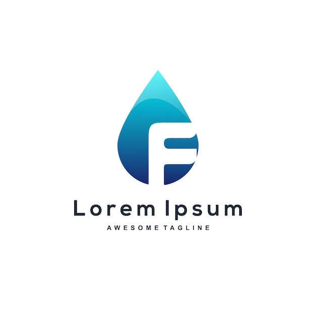 Wektor logo ilustracja Płynny F gradient kolorowy styl