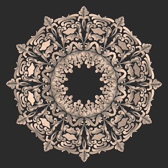Wektor okrągła koronka z elementami adamaszku i arabeski. styl mehndi. orient tradycyjny ornament.