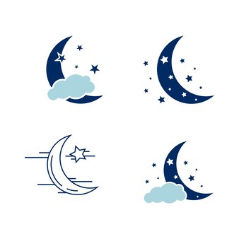 Wektor szablonu projektu ikony księżyca i gwiazd