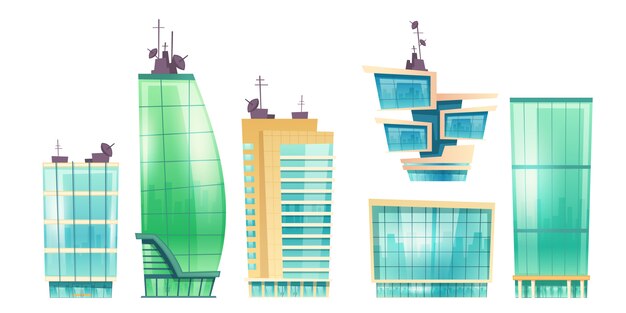 Wektor wieżowce, nowoczesne budynki biurowe