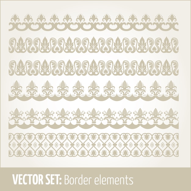 Wektor zestaw elementów granicy i elementów dekoracji strony. Wzory elementów dekoracji obramowania. Ilustracji wektorowych granicy etnicznej.