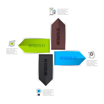 Wektora infographic strzałki z 4 opcjami. szablon schematu cyklu, wykresu, prezentacji.